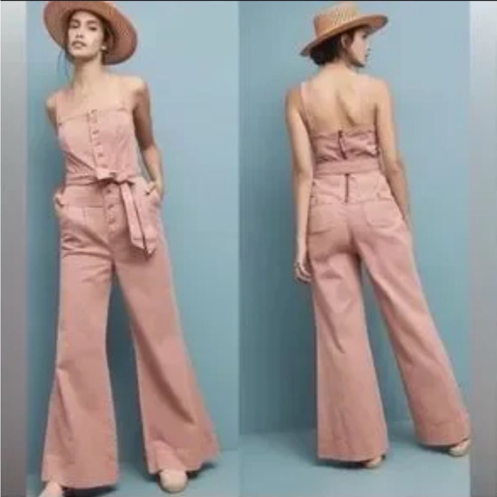 Anthropologie Pink Strapless Jumpsuit